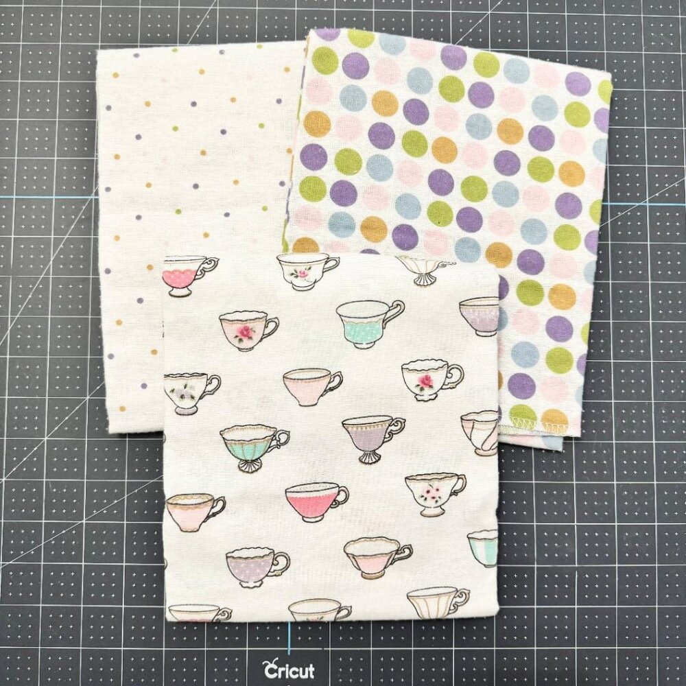 New HUDSON + LUVABLE FRIENDS Dots + Teacups Girly Receiving Blankets - Lot of 3
